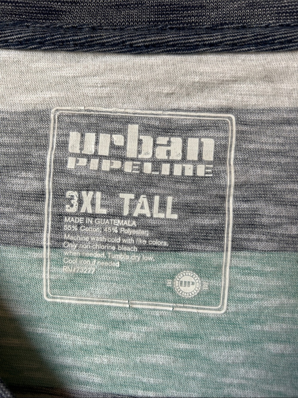 Urban Pipeline Men's V-Neck Stripe Tee - Teal/Gray/Black 3XL Tall - Picture 3 of 6